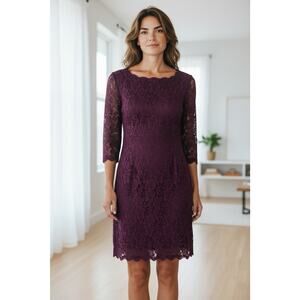 Diane Von Furstenberg DVF Zarita Maroon Burgundy Lace Dress Size 12 NWT!